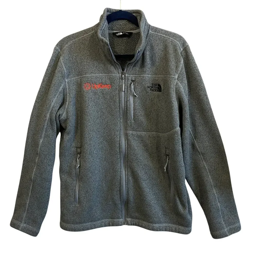 The North Face Heather Gray Full Zip Fleece Lined Sweater Jacket Men's Medium